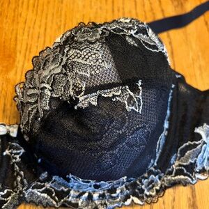 Felina Black and Gray Lace Bra with Molded Cups